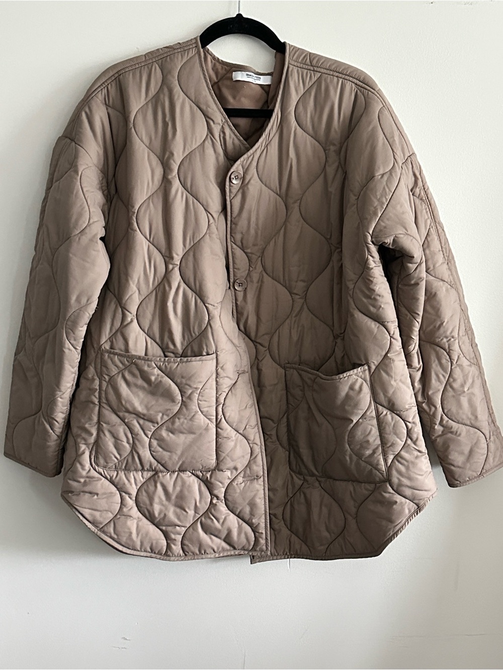 Quilted Button-Front Women's Jacket in Taupe